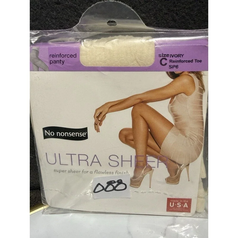 Pantyhose Hosiery Multipack XL Set of 4 Nude Black Ivory Coffee Vintage Sheer